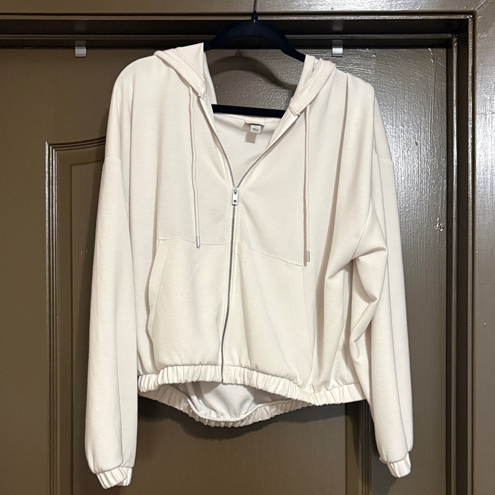 Cream Zip-Up Hoodie